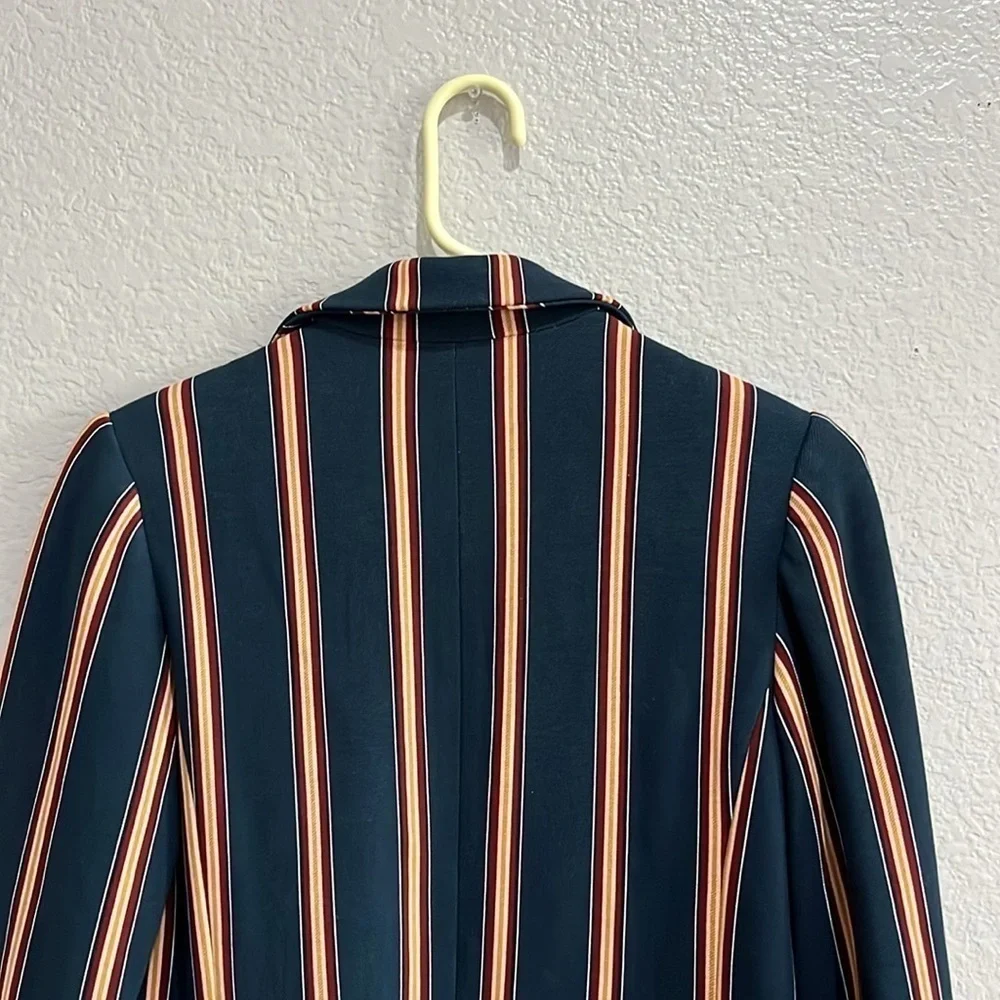 Chicos Jacket Womens 0 Small Navy Stripe Ponte Single Hidden Closure Business - Picture 11 of 11